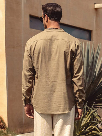 Sevanno | Camisa de algodão e linho para homem