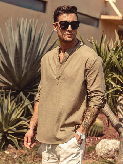 Sevanno | Camisa de algodão e linho para homem