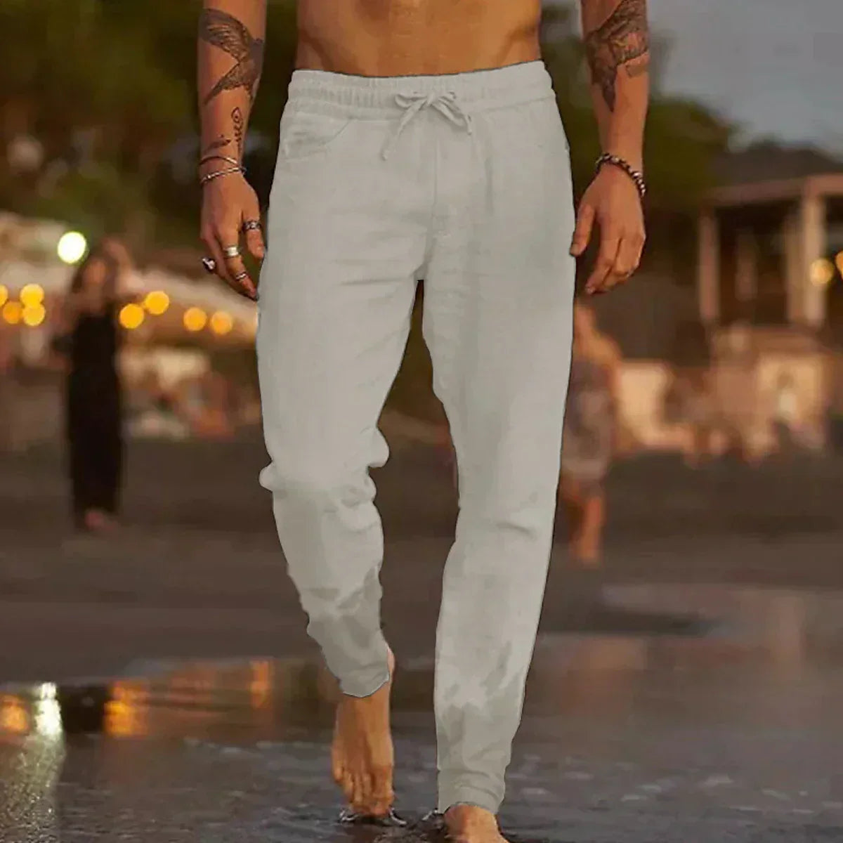 Pantaloni de plajă din in