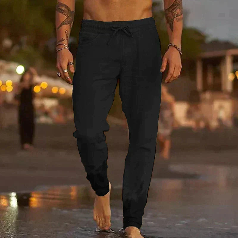 Pantaloni de plajă din in