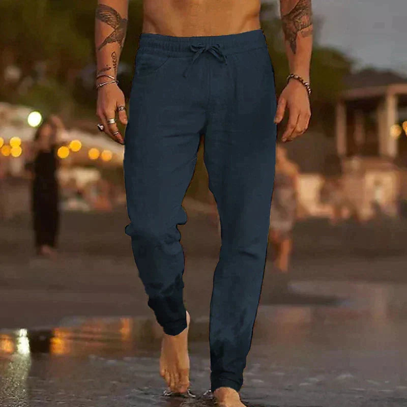Pantaloni de plajă din in