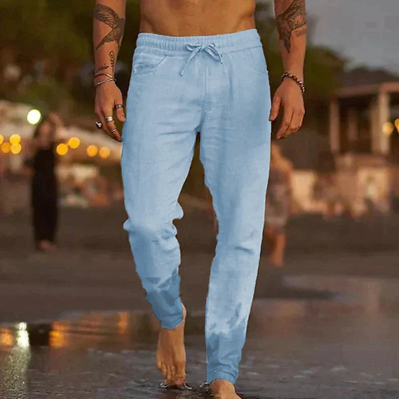 Pantaloni de plajă din in
