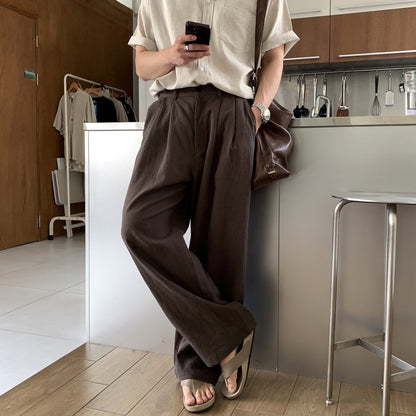 Louis | Pantaloni in lino a gamba larga