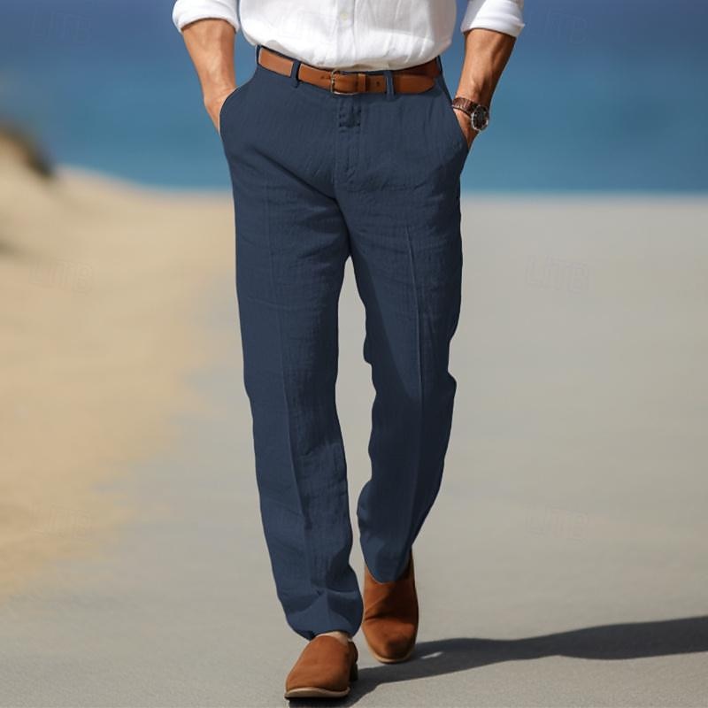 Premium Men's Luxury Linen Pants with Belt Loops