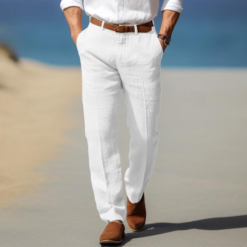 Premium Men's Luxury Linen Pants with Belt Loops