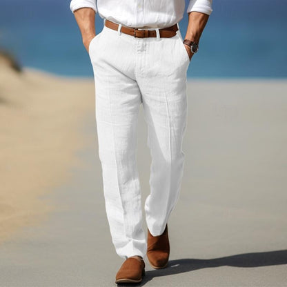 Premium Men's Luxury Linen Pants with Belt Loops