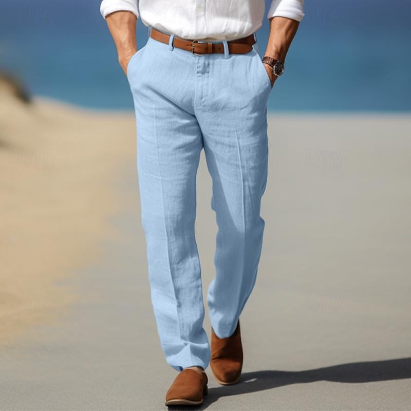 Premium Men's Luxury Linen Pants with Belt Loops