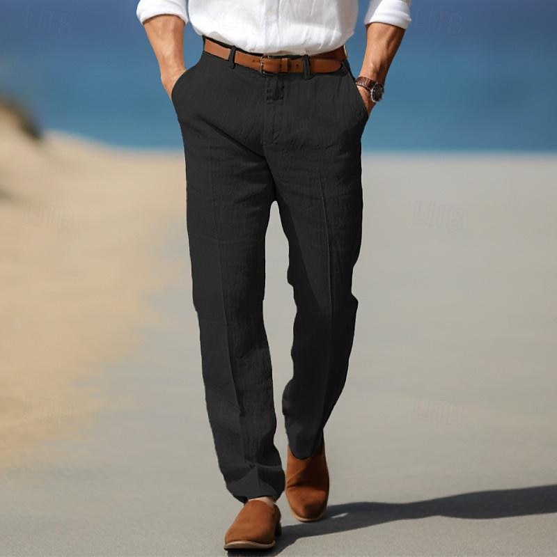 Premium Men's Luxury Linen Pants with Belt Loops