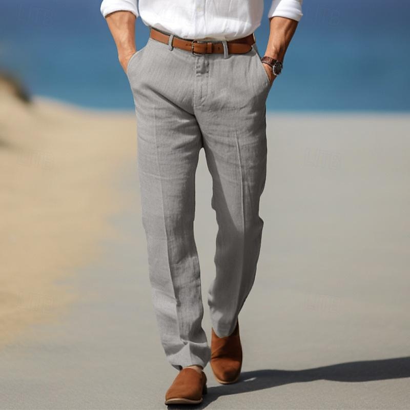 Premium Men's Luxury Linen Pants with Belt Loops